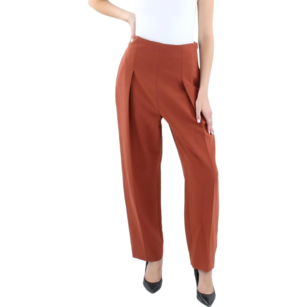 1.State Womens Pleated  High-Waisted Pants