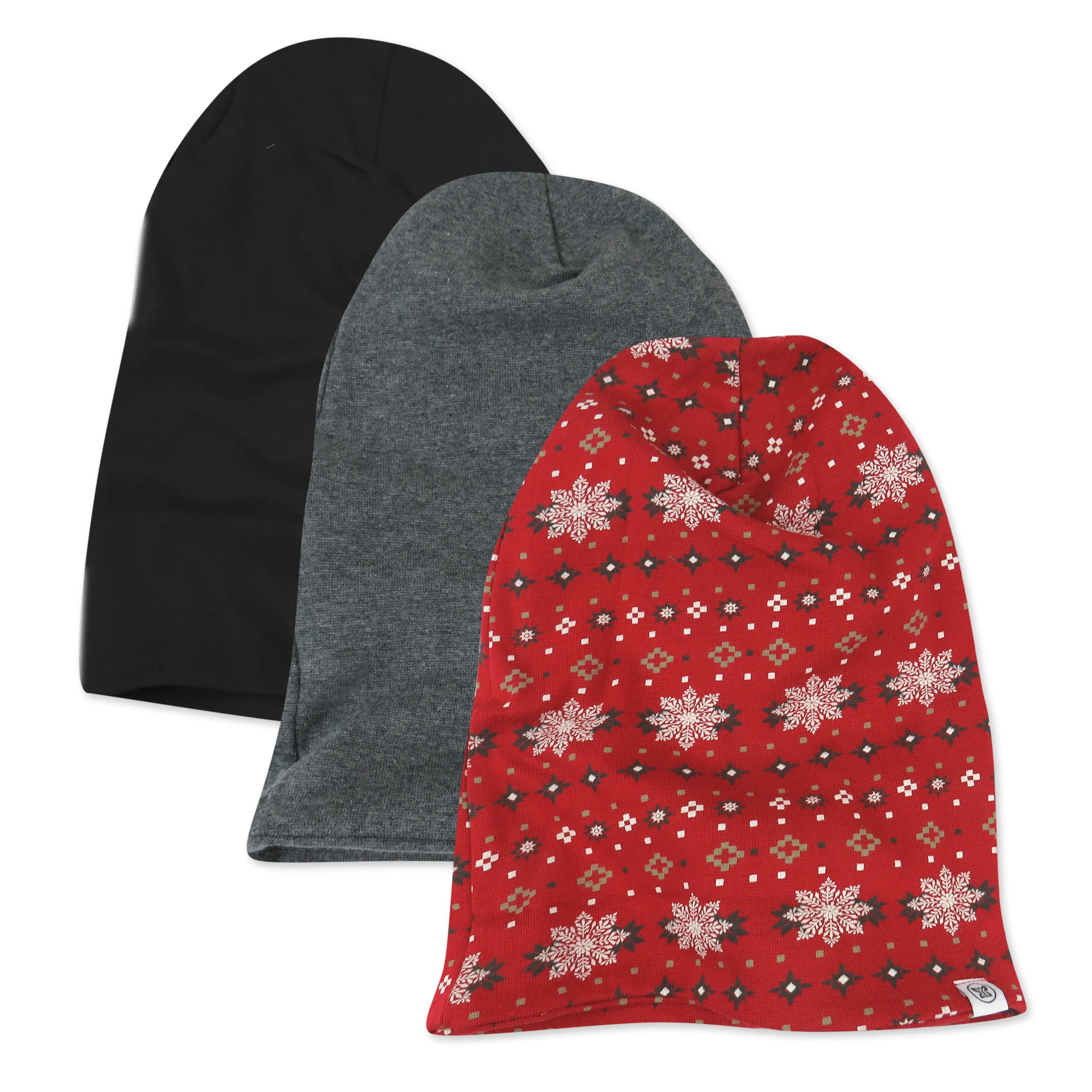 3-Pack Organic Cotton Reversible Holiday Beanie Hats