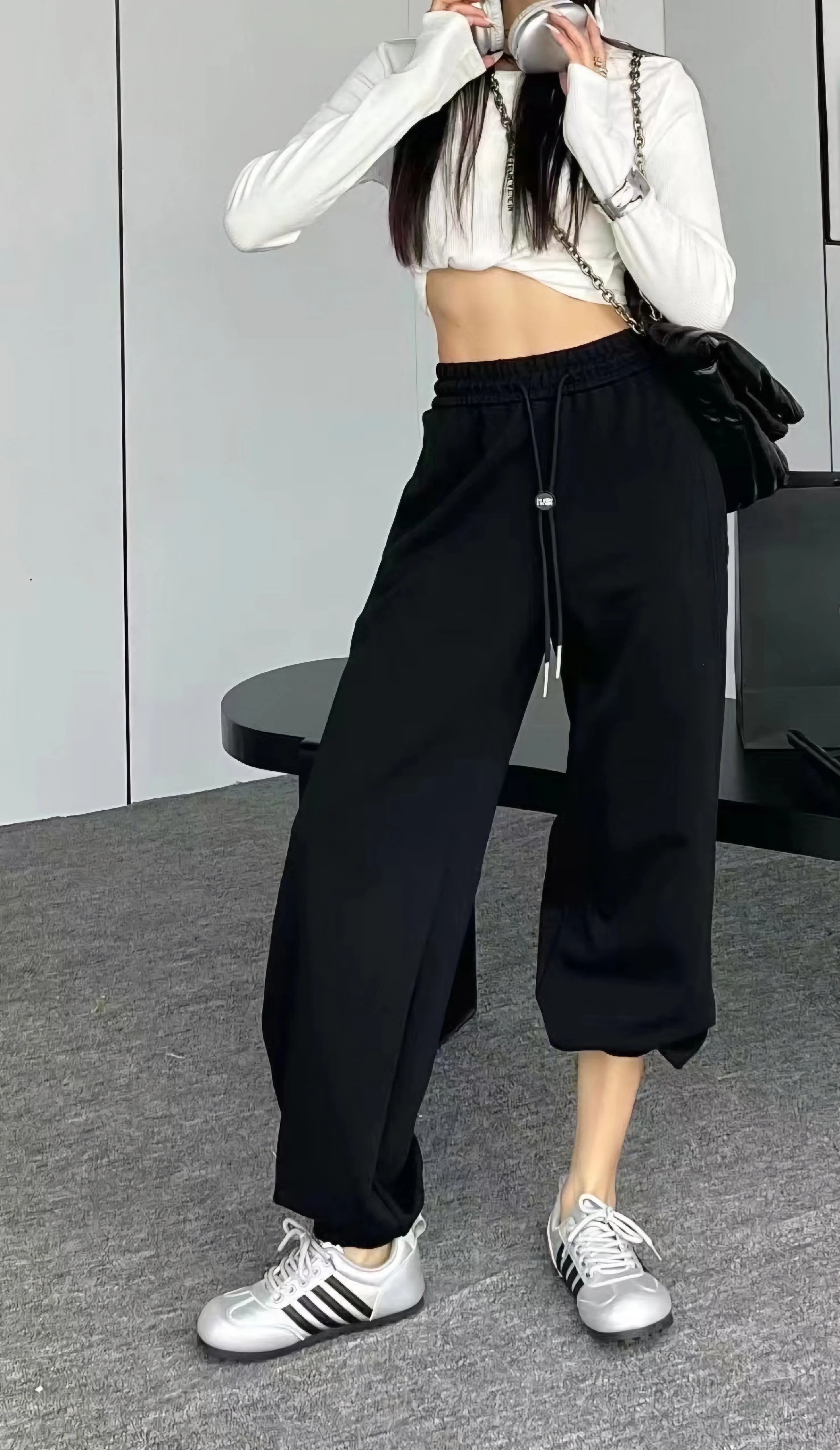 3240077 High Waist Sweat Pants *Black *Backorder