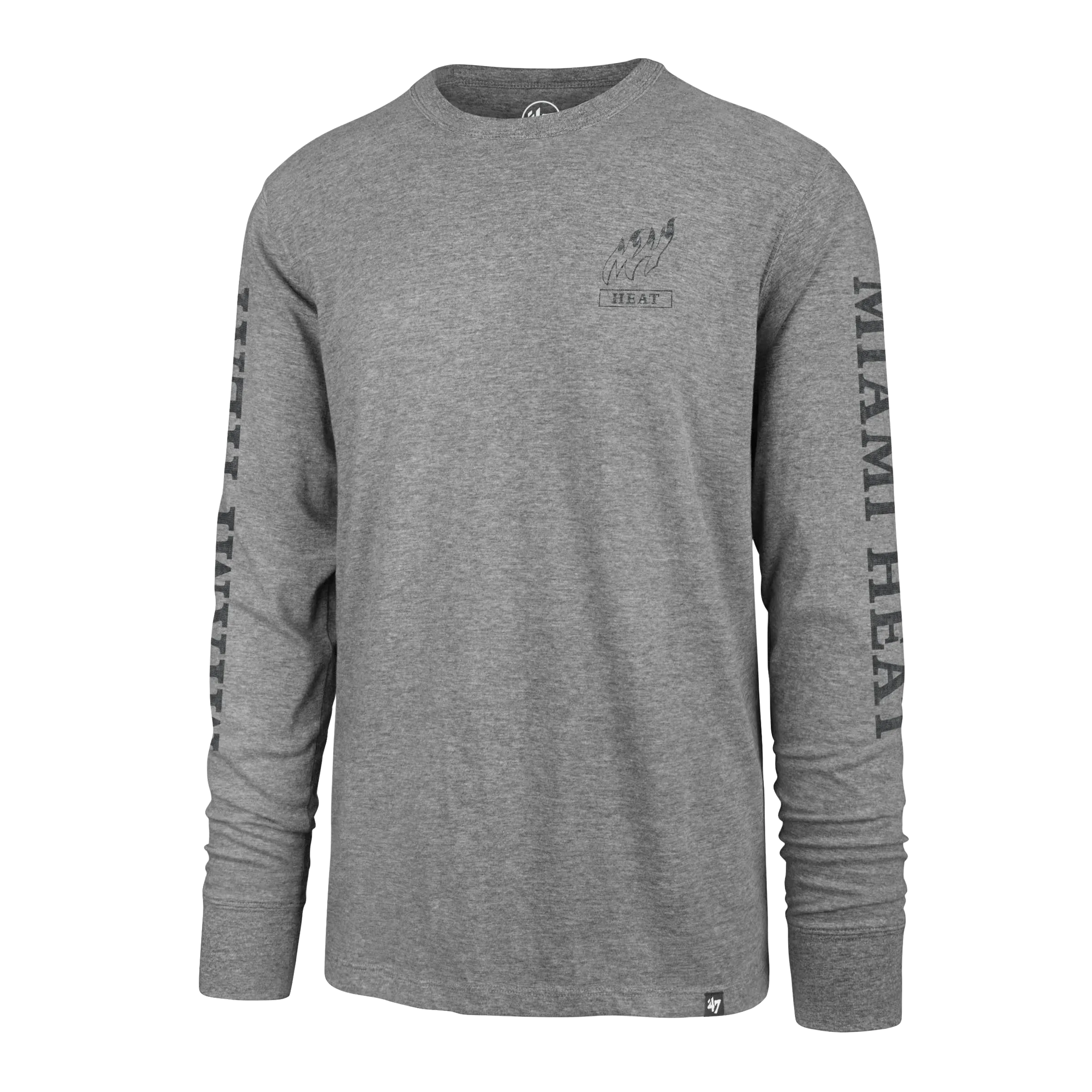 '47 Brand Miami HEAT Triple Down Grey Long Sleeve Tee