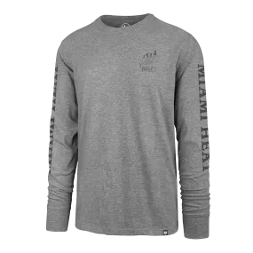 '47 Brand Miami HEAT Triple Down Grey Long Sleeve Tee