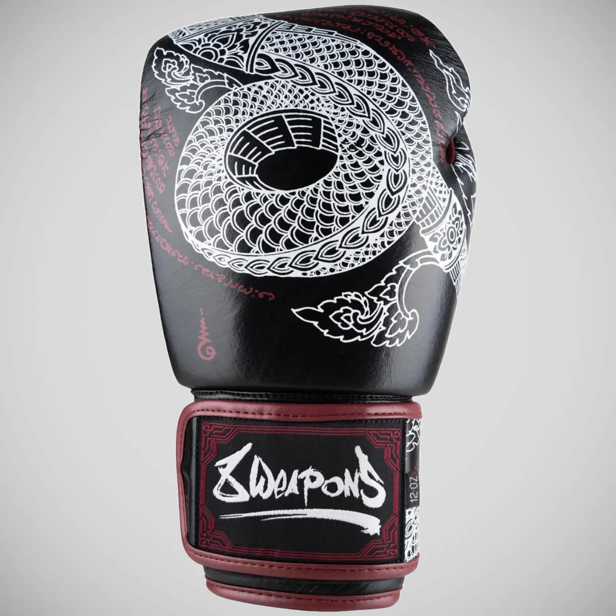 8 Weapons Sak Yant Naga Boxing Gloves Black