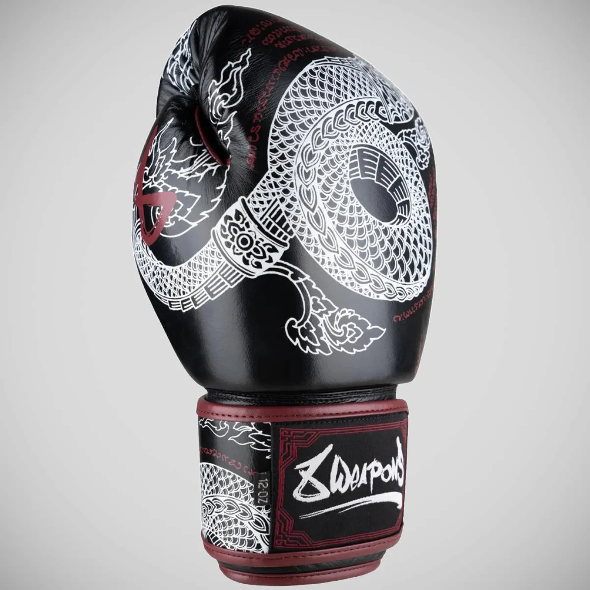 8 Weapons Sak Yant Naga Boxing Gloves Black