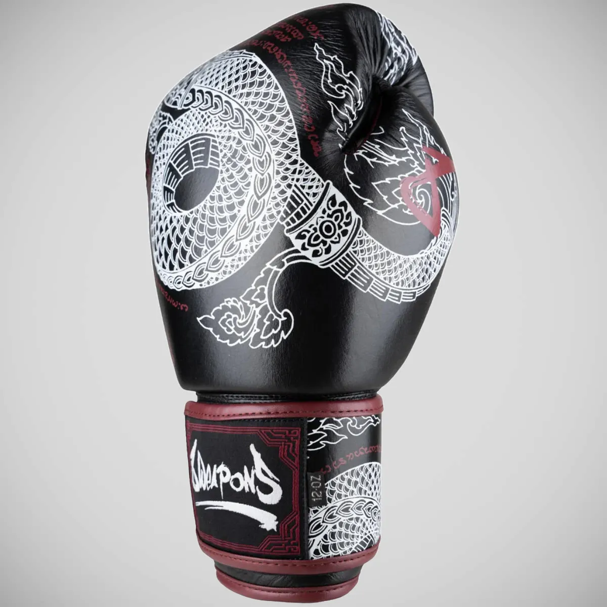 8 Weapons Sak Yant Naga Boxing Gloves Black