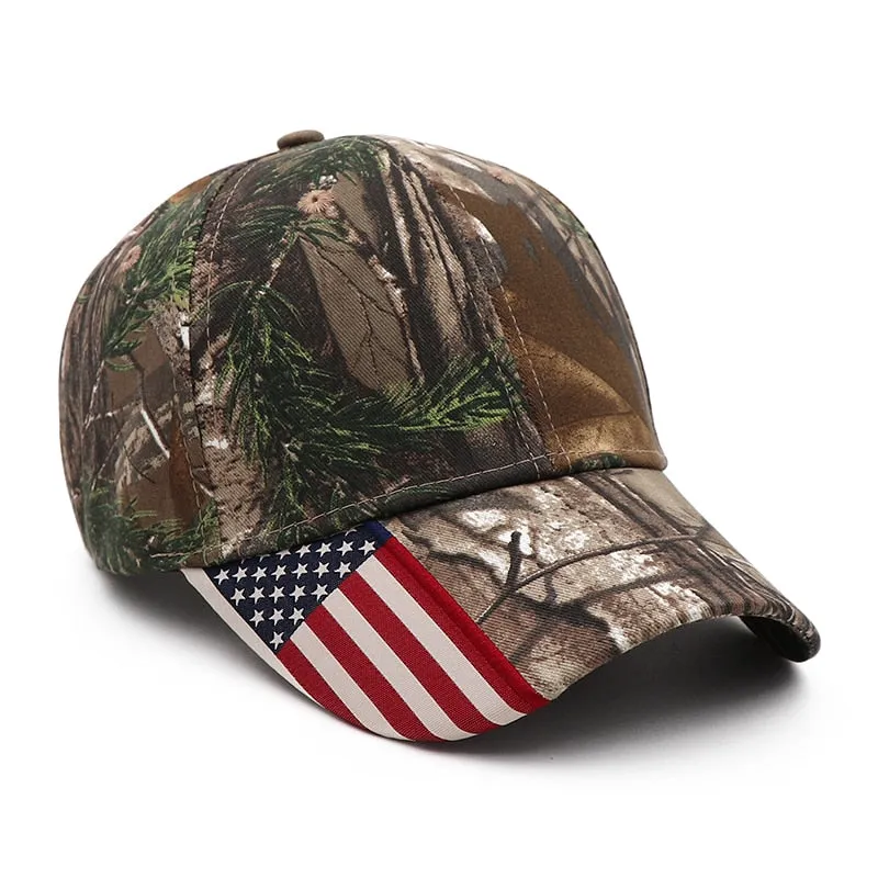 American Flag Hunting Camouflage Baseball Cap Women's Snapback Hat Summer Outdoor Fishing Hats For Men Army Camo Caps