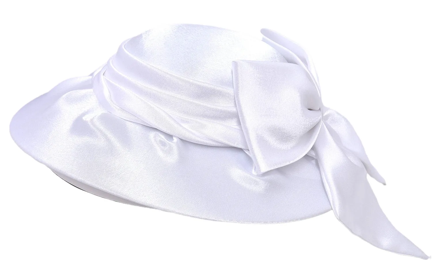 August Hats Women's Draped Satin Hatinator, White, One size