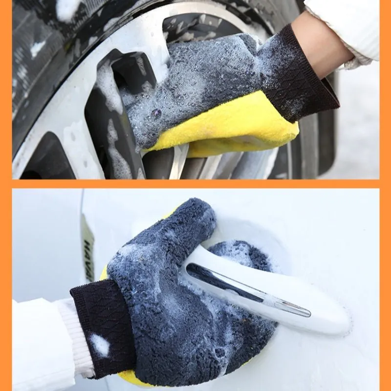 Bear Paw Coral Fleece Car Wiping Gloves for Telsa 3/Y/X/S【2PCS】