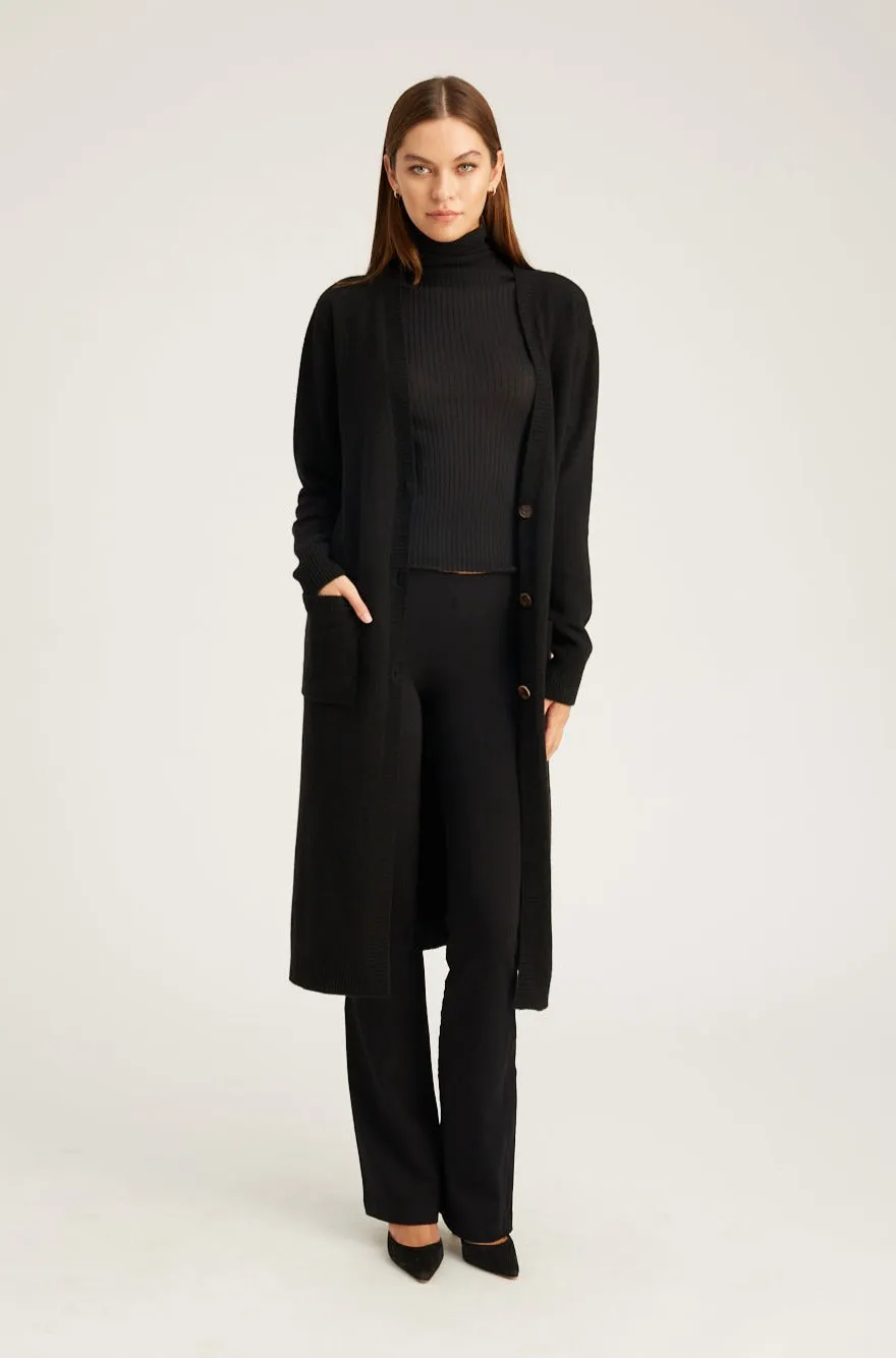 Black Cashmere Long Cardigan