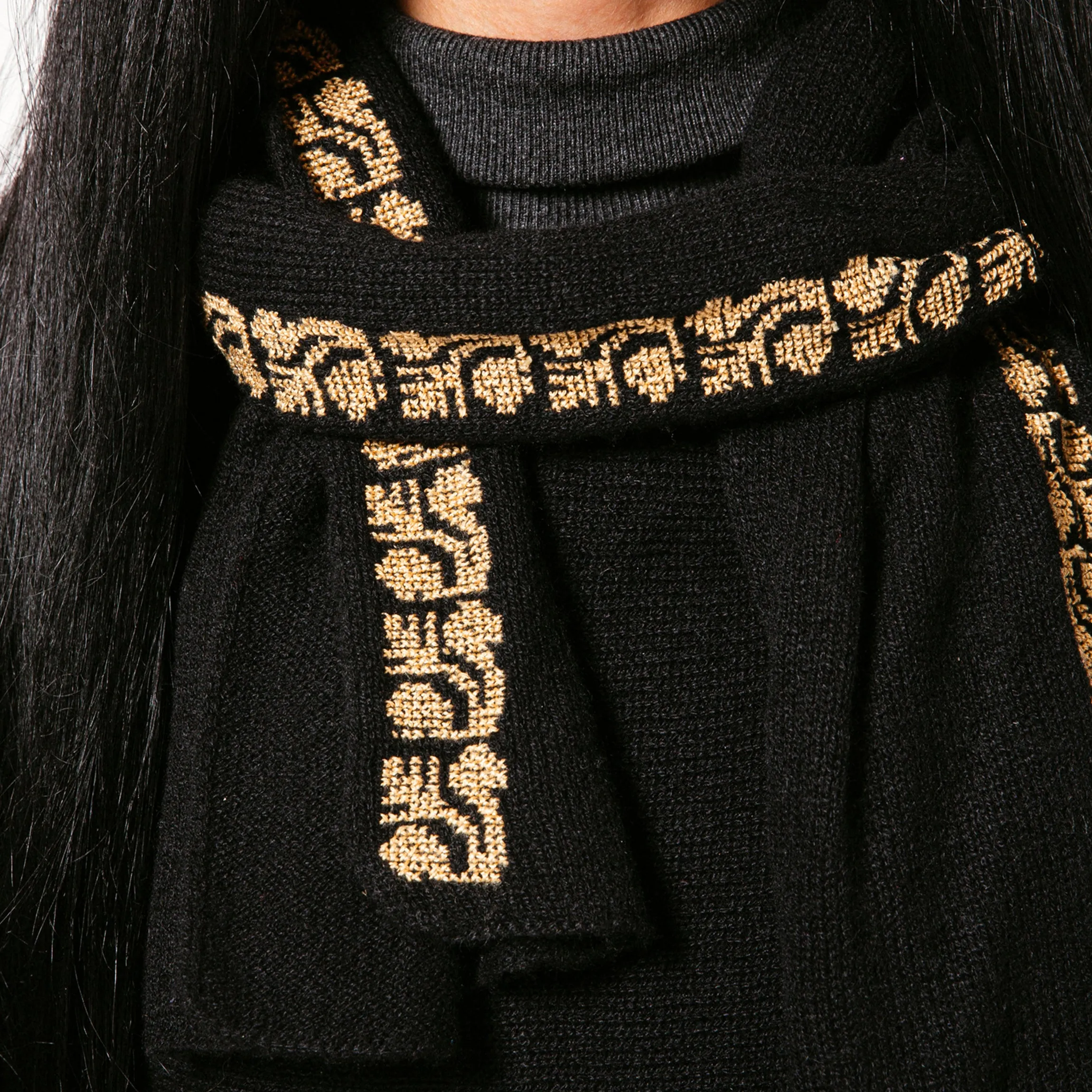 BLACK CASHMERE SCARF