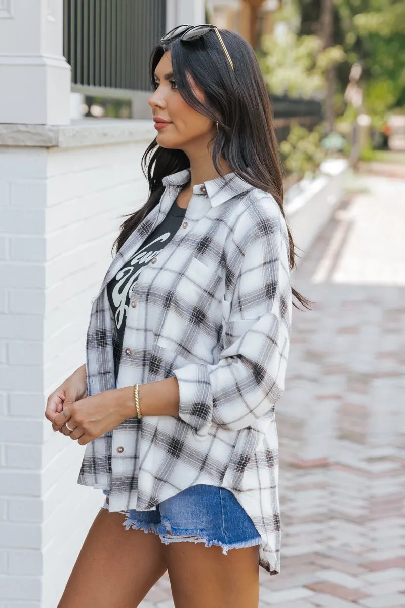 Black Plaid Button Down Shirt