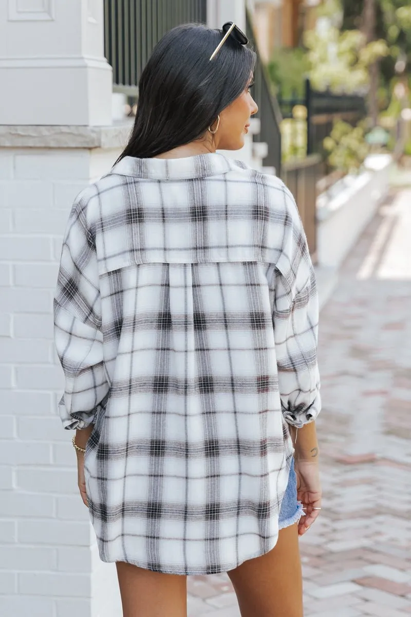 Black Plaid Button Down Shirt