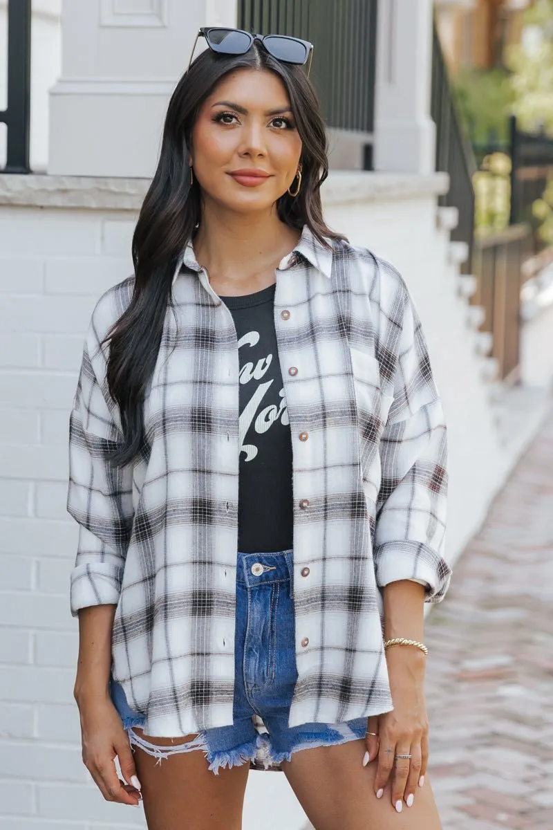 Black Plaid Button Down Shirt