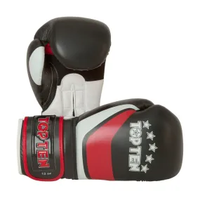 Black-Red Top Ten Stripe Boxing Gloves