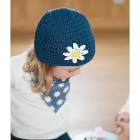 Blade and Rose Navy Daisy Crochet Hats 藍花花手鈎純棉嬰兒帽 (3-6)