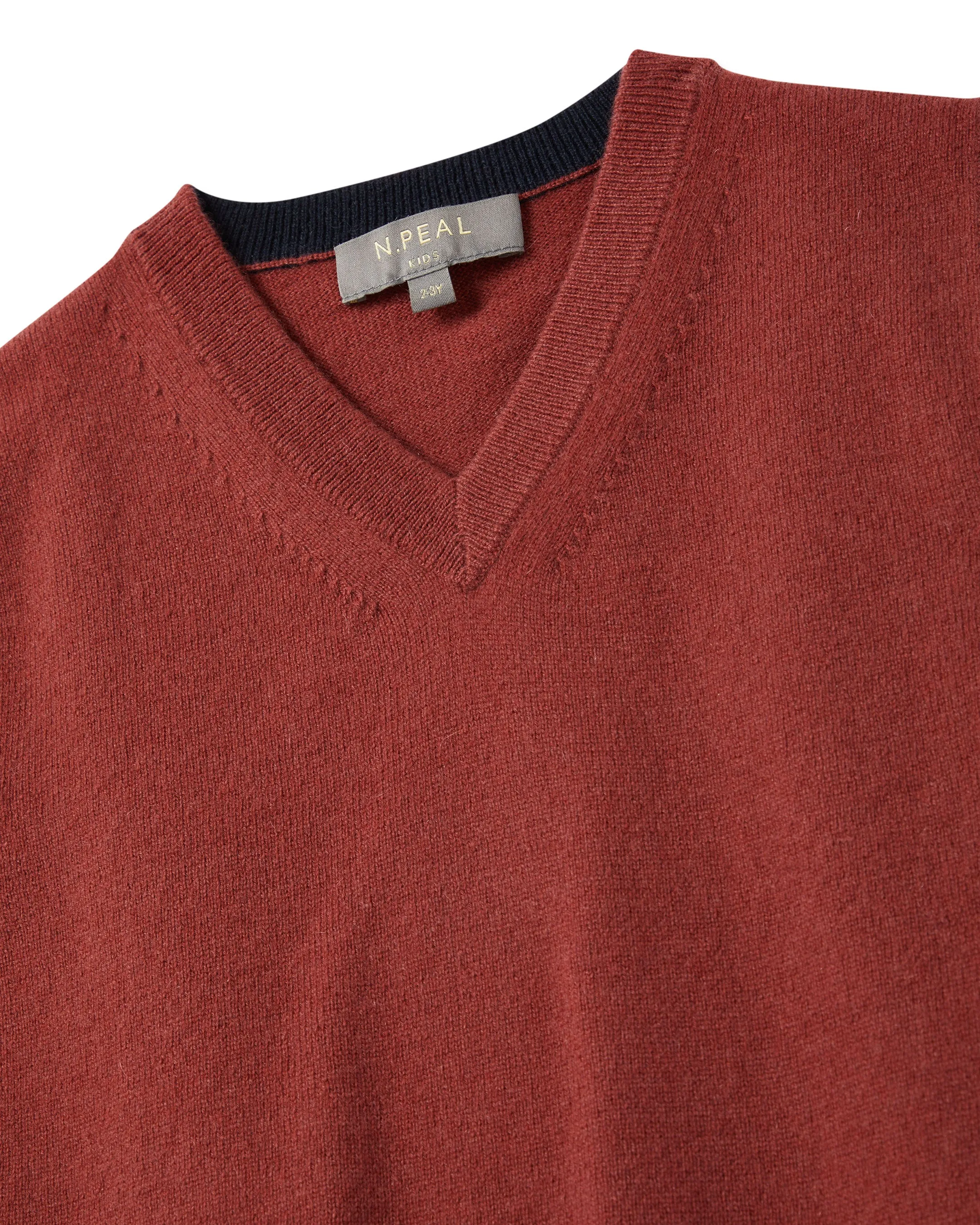 Boys Cashmere Slipover Brick Red