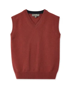 Boys Cashmere Slipover Brick Red