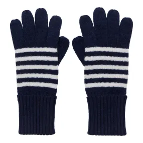 Breton Cashmere Gloves - Navy/Cream