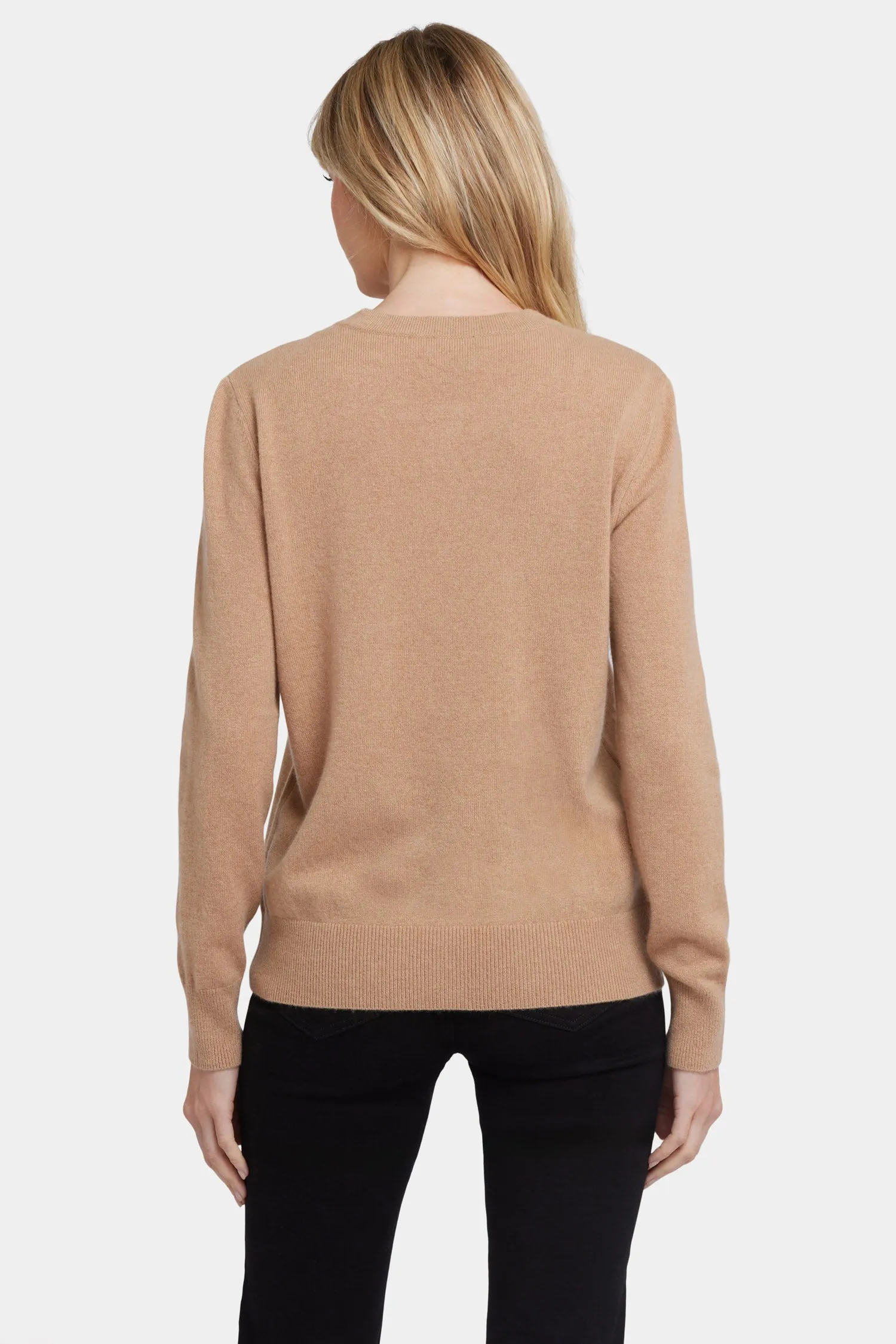 Cashmere Crewneck Cardigan - Tan