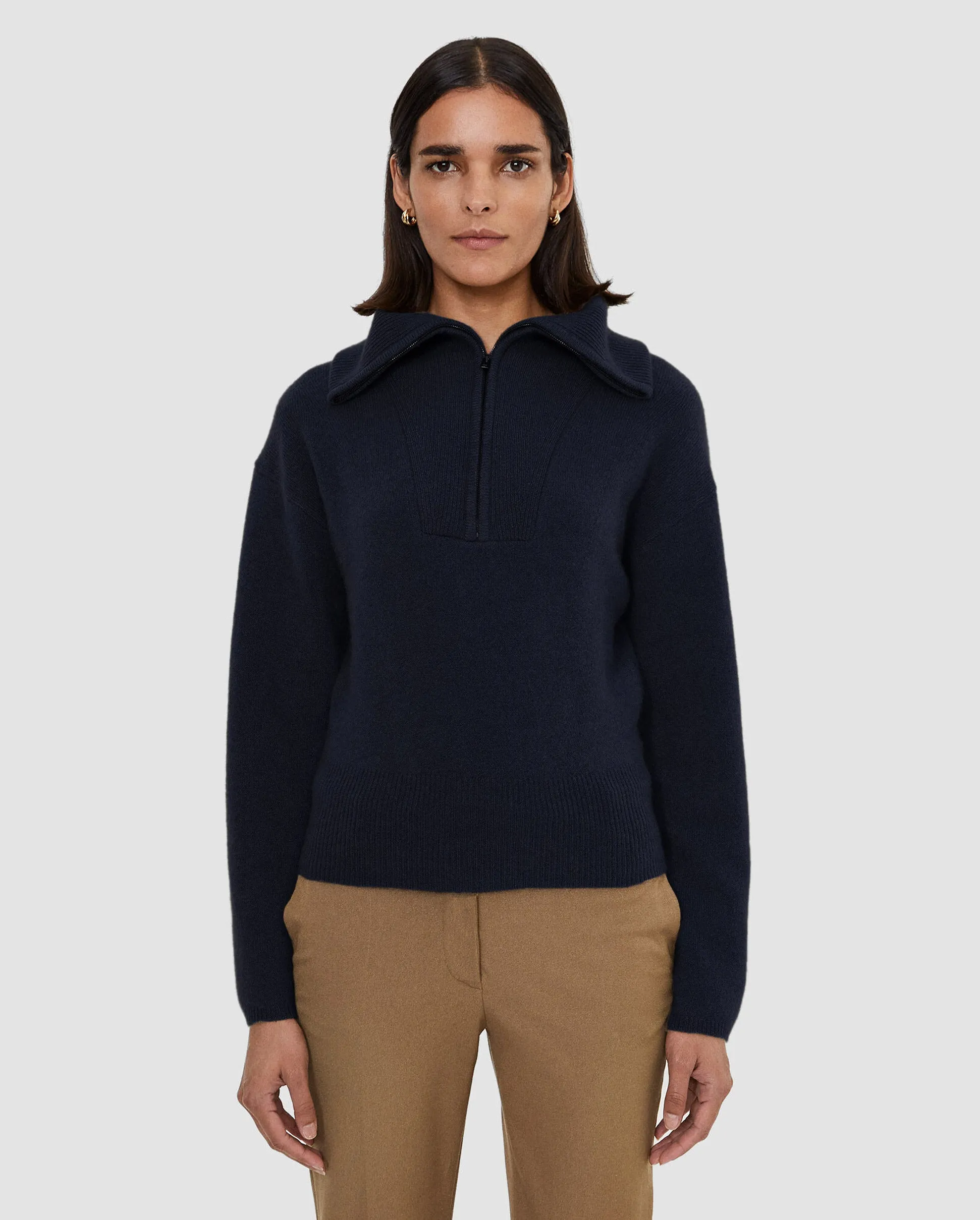 CASHMERE HALF ZIP / NAVY