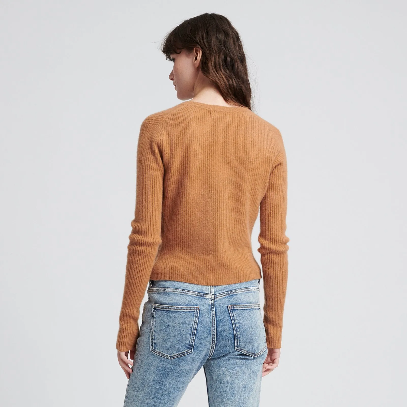 Cashmere Ribbed Cropped Cardigan