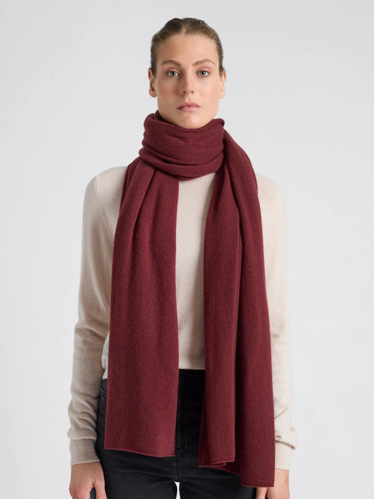 Cashmere scarf "Signature" - Bordeaux