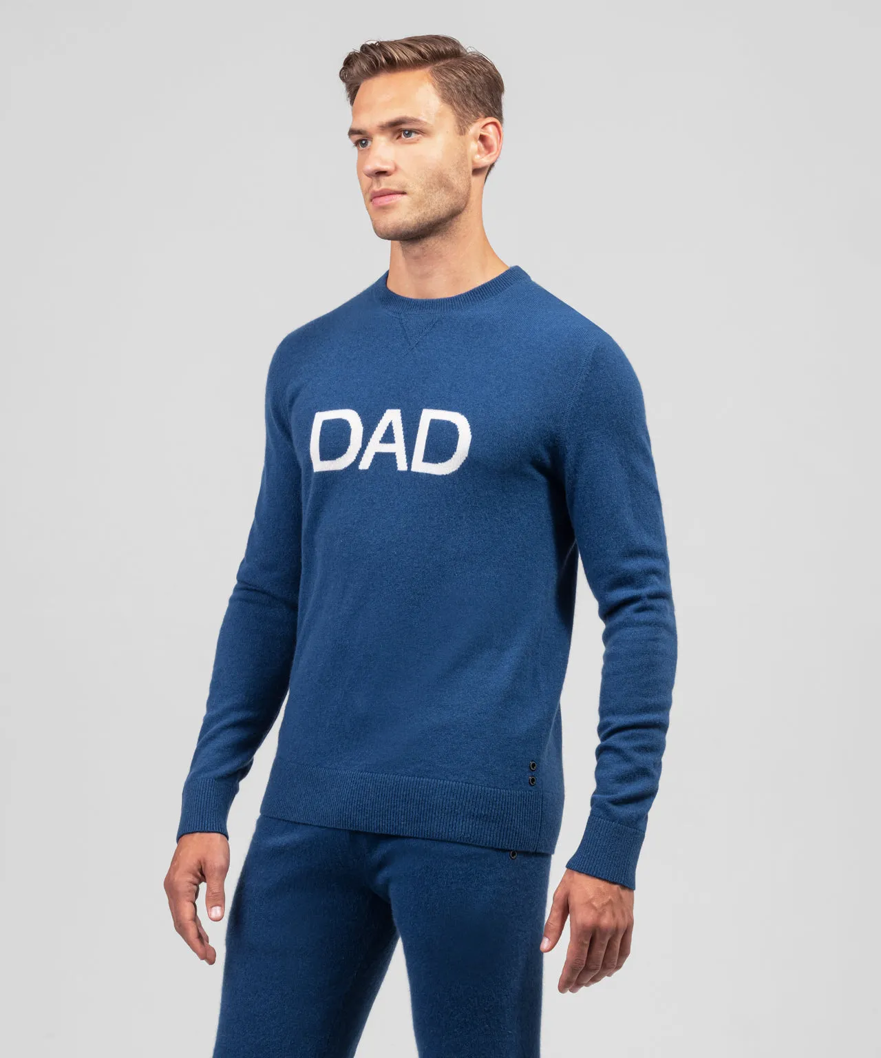 Cashmere Sweatshirt "DAD" : Blue Lake