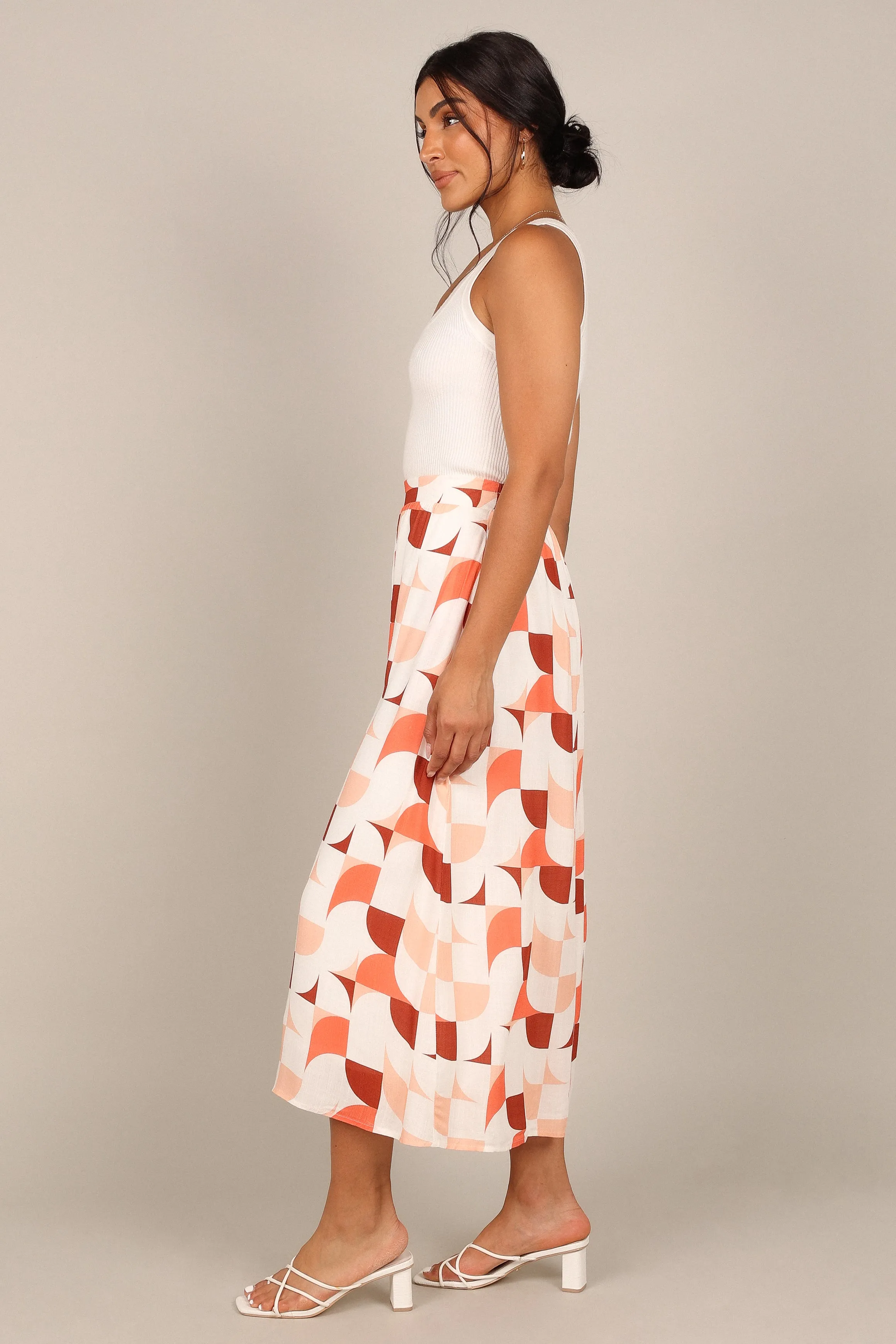 Cassandra High Waisted Pants - White Print