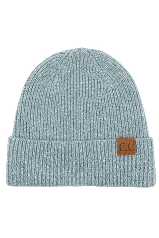 C.C Soft Recycled Fine Yarn Cuff Beanie Hats