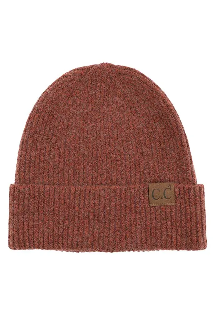 C.C Soft Recycled Fine Yarn Cuff Beanie Hats