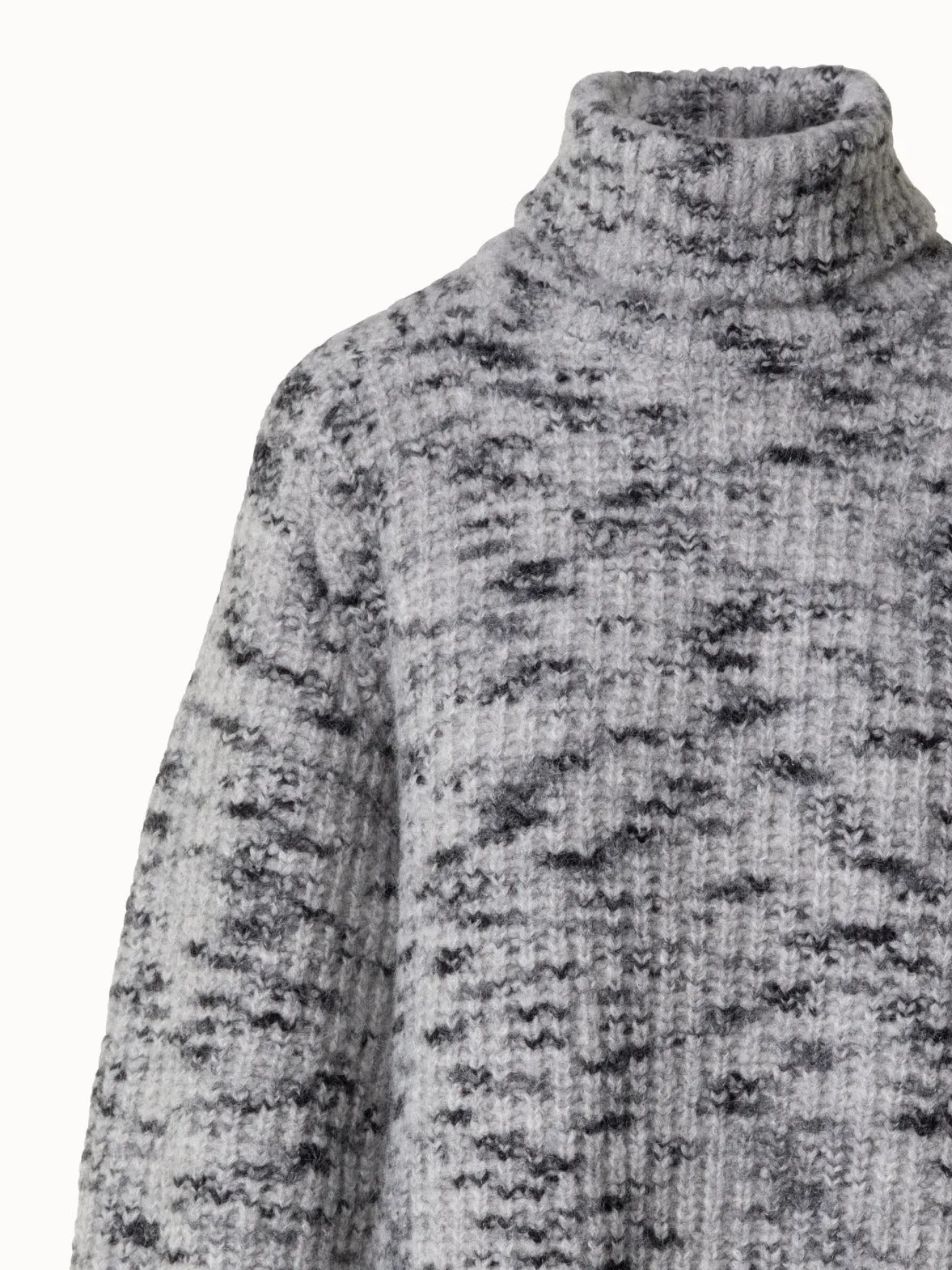 Chunky Mohair Knit Sweater with Turtleneck