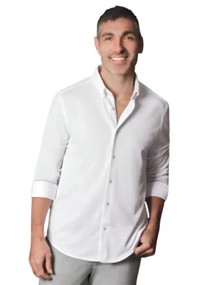 Classic White Long Sleeve Button Down Tech Shirt