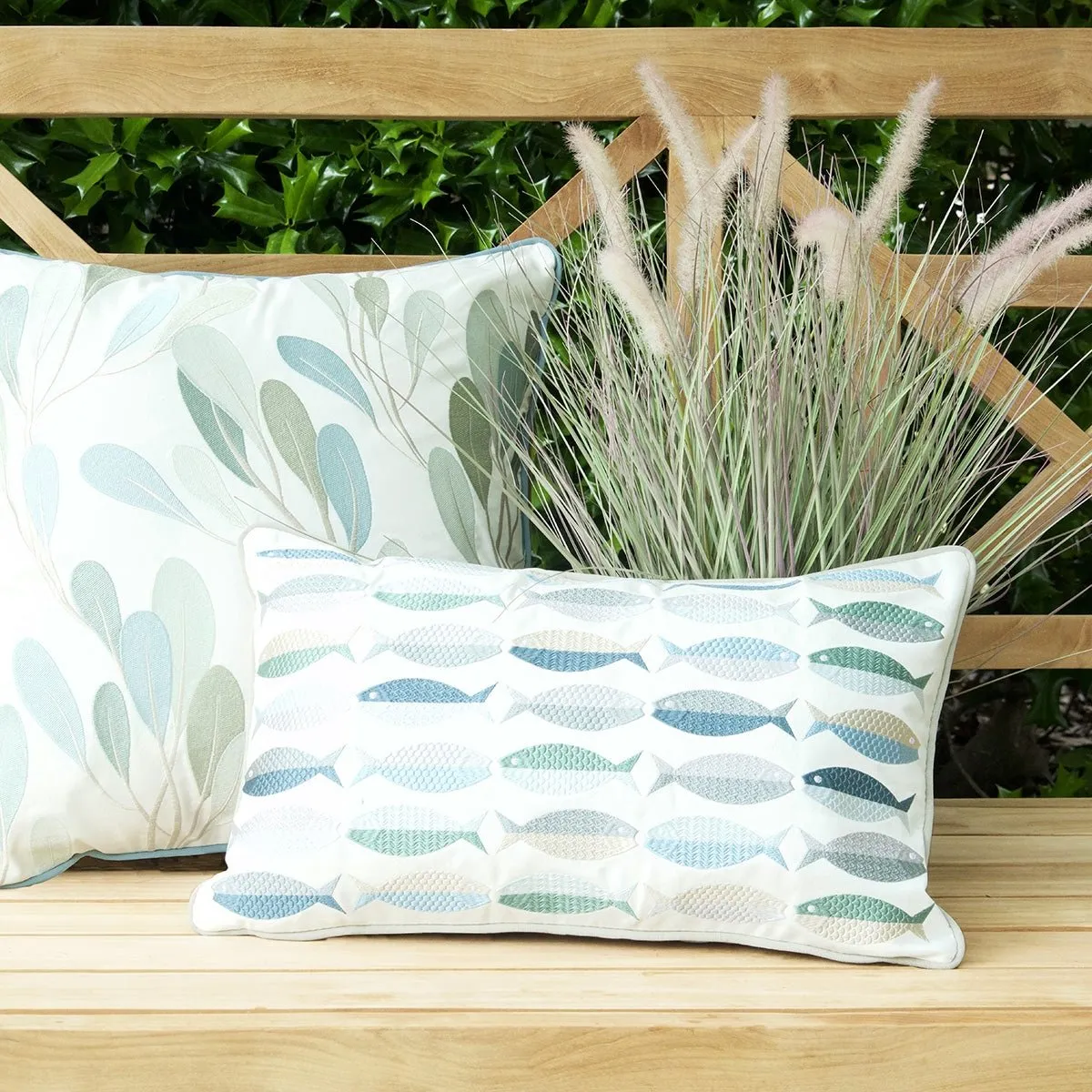 Coastal Fish Indoor Outdoor Lumbar Pillow