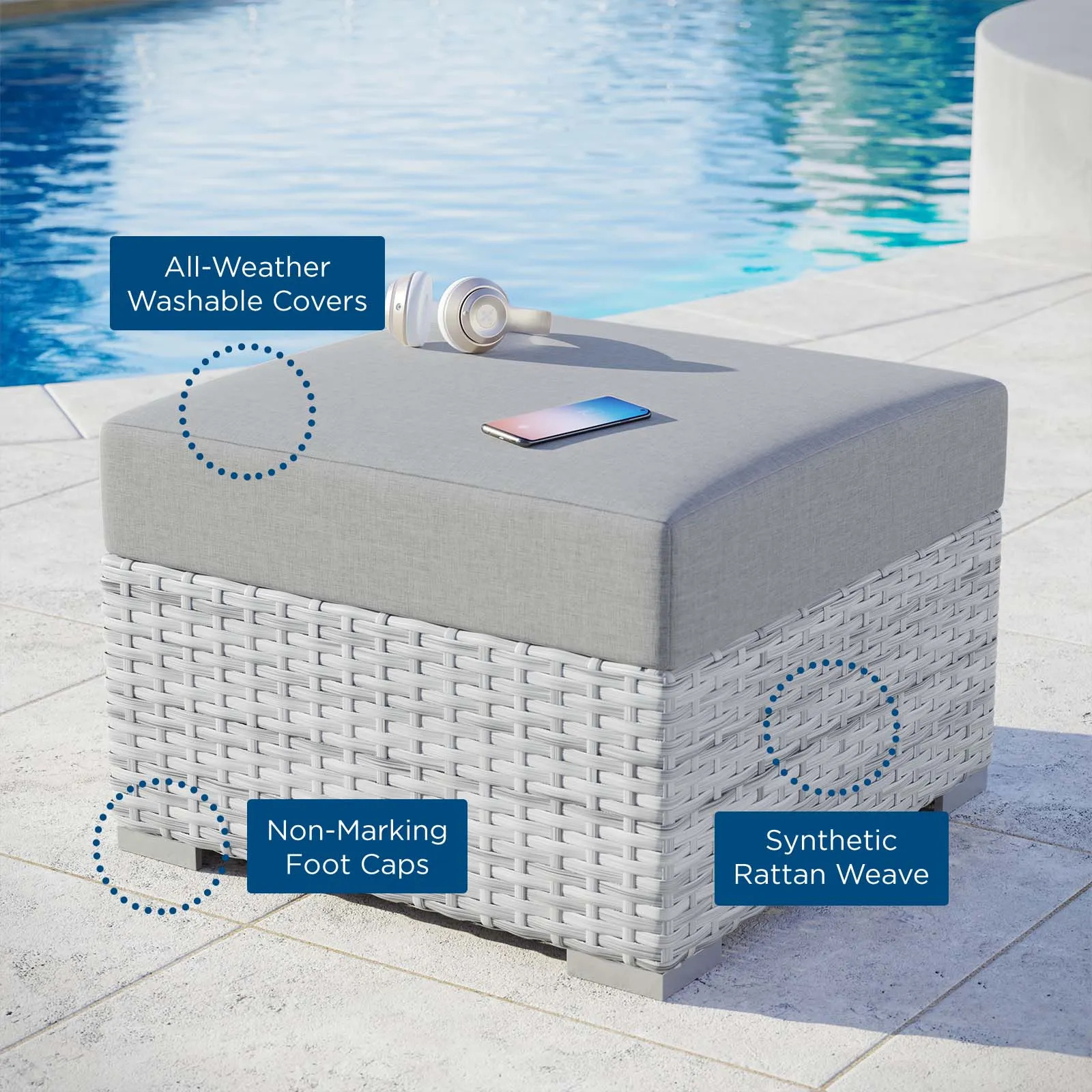 Convene Outdoor Patio Ottoman