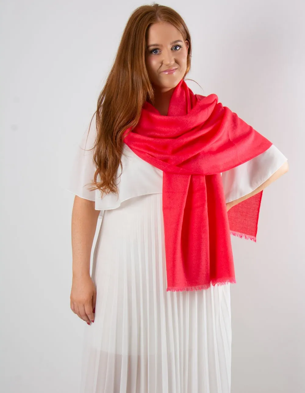 Coral Cashmere Pashmina