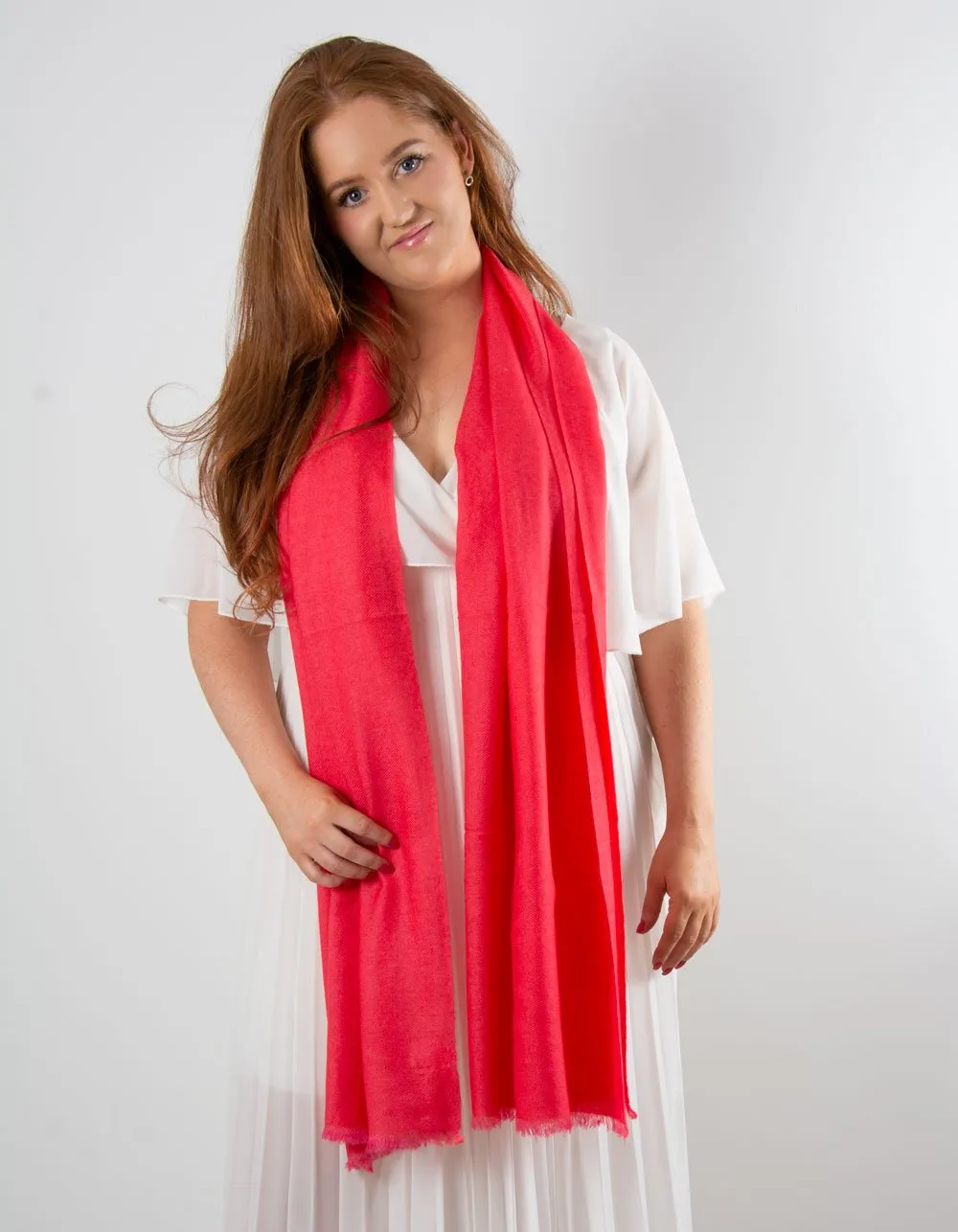 Coral Cashmere Pashmina