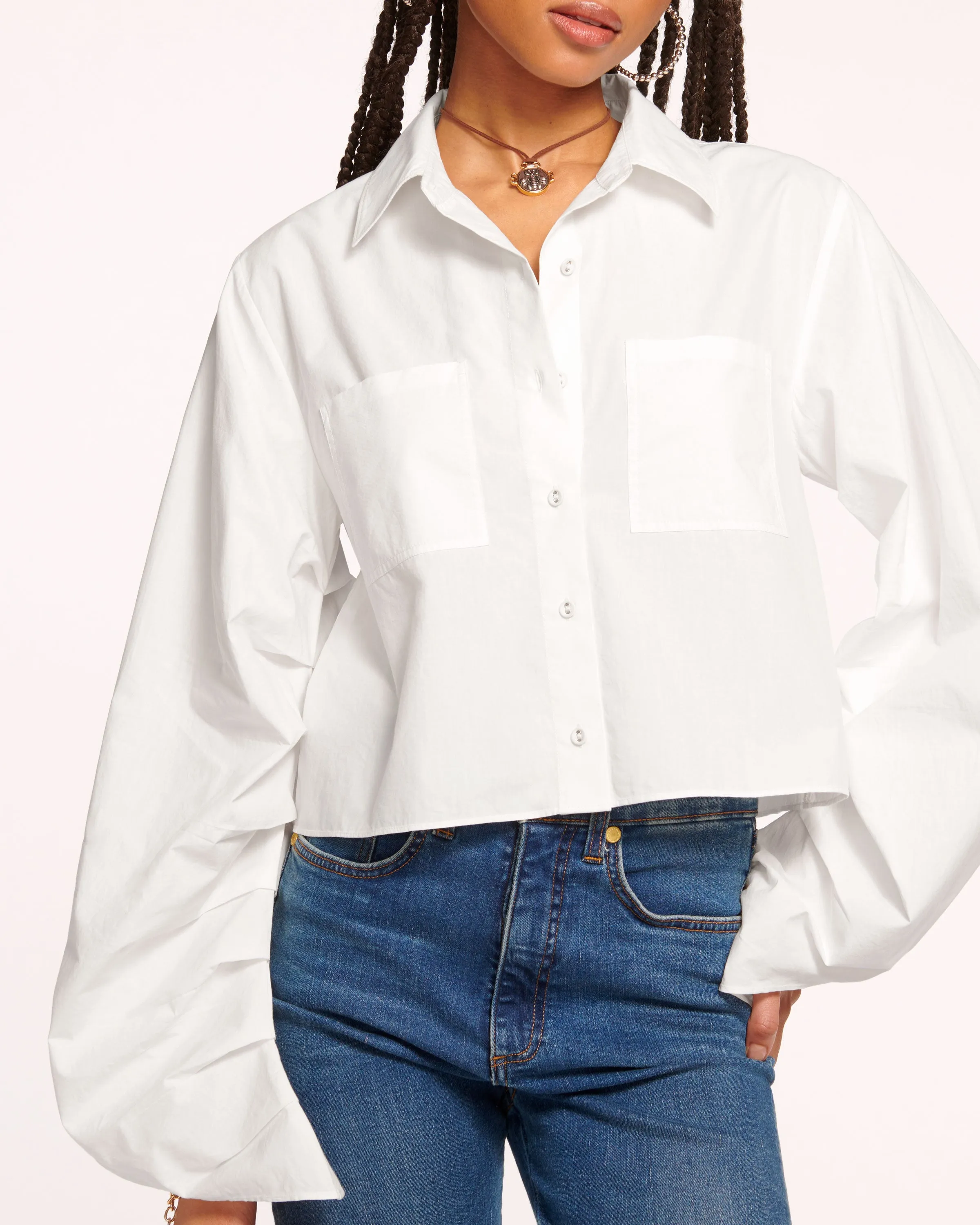 Dee Cropped Button Down Cotton Shirt