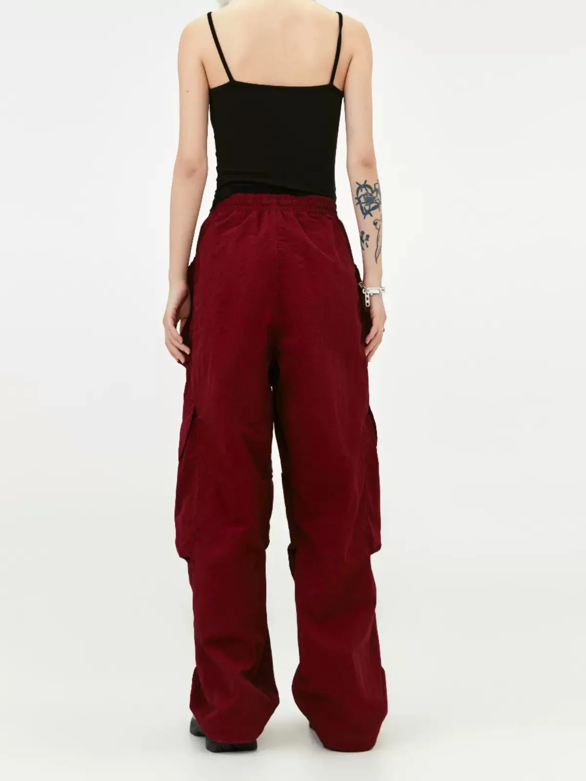 Drawstring Wide Pocket Pants