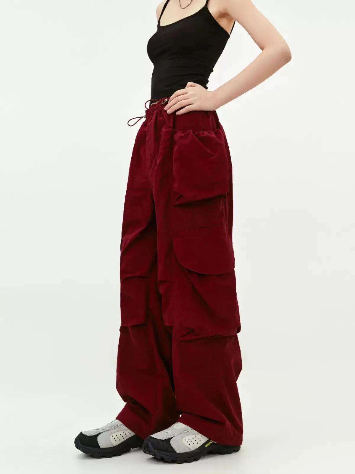 Drawstring Wide Pocket Pants