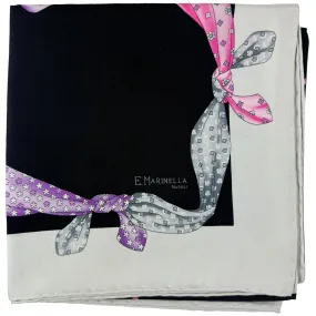 E. Marinella Scarf Black Gray Purple Pink Scarves Design - Twill Silk Foulard