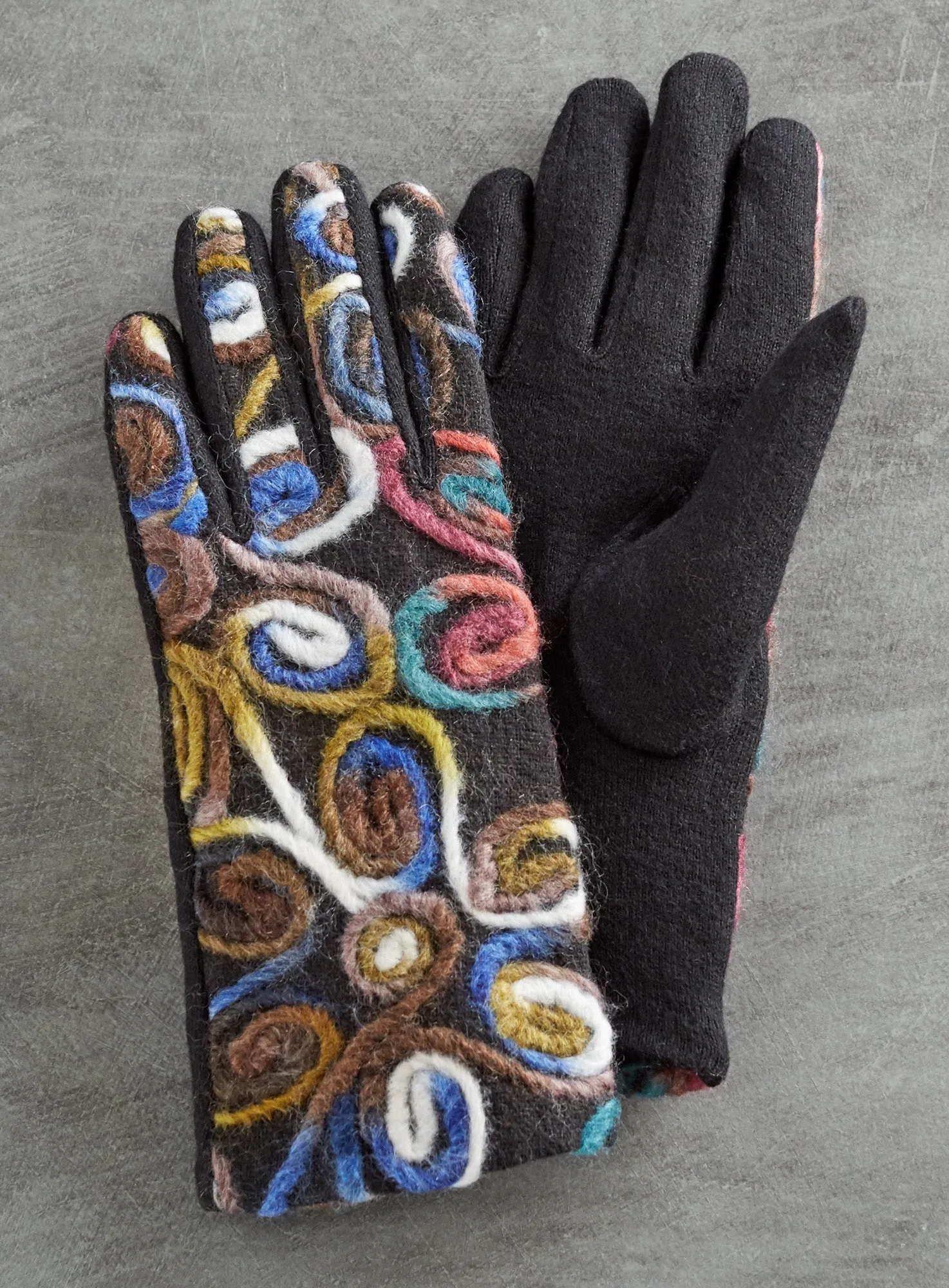 Embroidered Flower Touch Screen Gloves