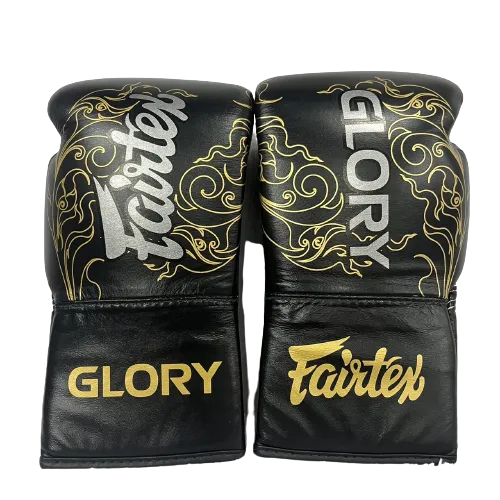 Fairtex Boxing Gloves BGLG3 Lace Up Black gold