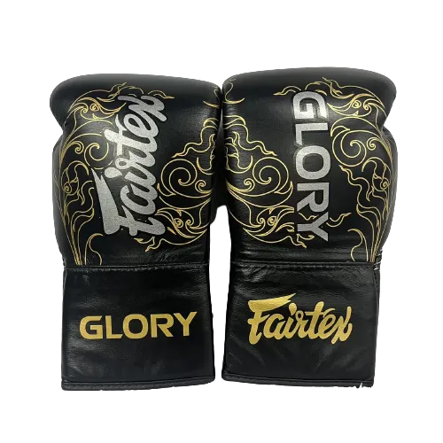 Fairtex Boxing Gloves BGLG3 Lace Up Black gold