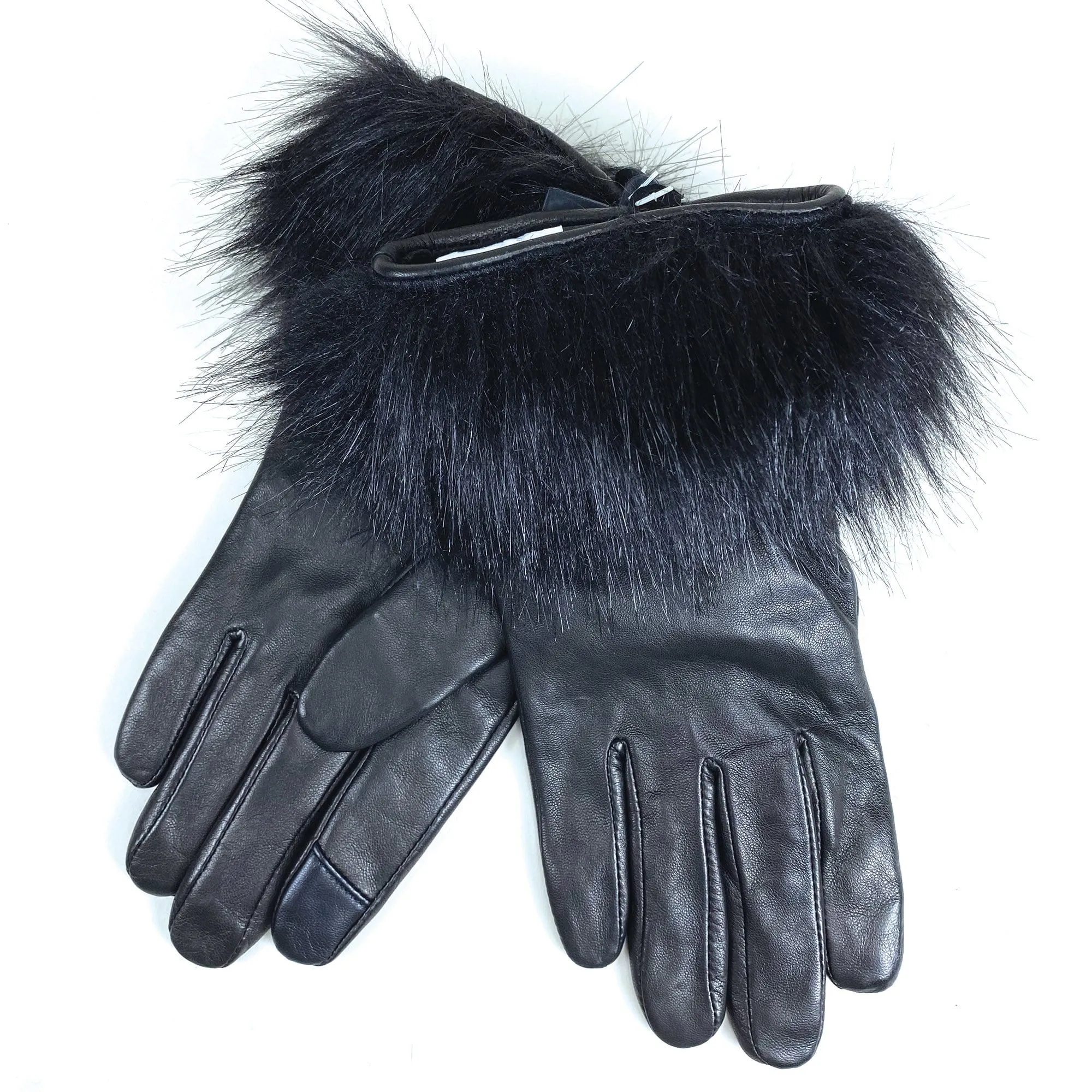 Faux Fur Cuff Leather Gloves (EG0177)