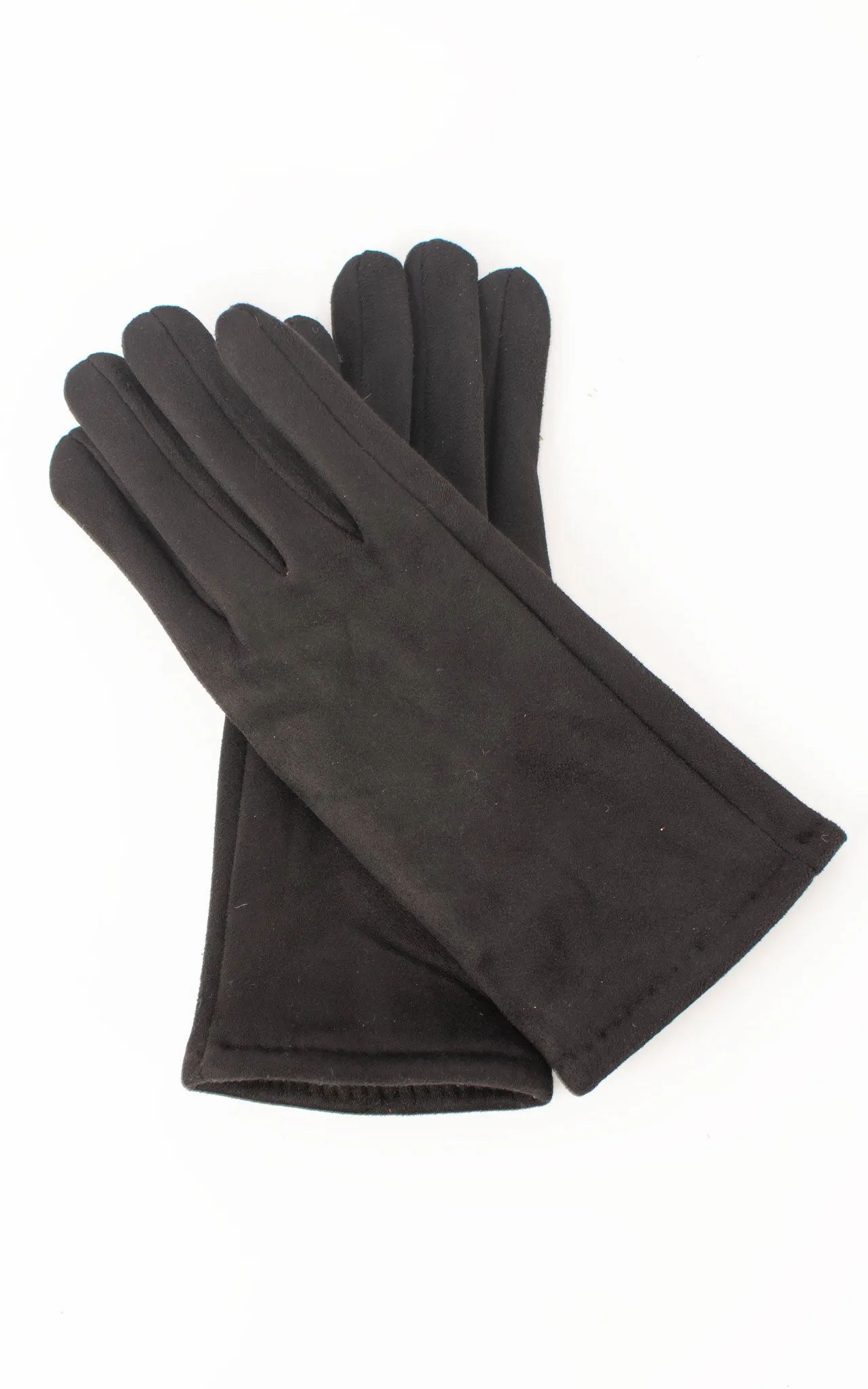 Faux Suede Plain Gloves | Black