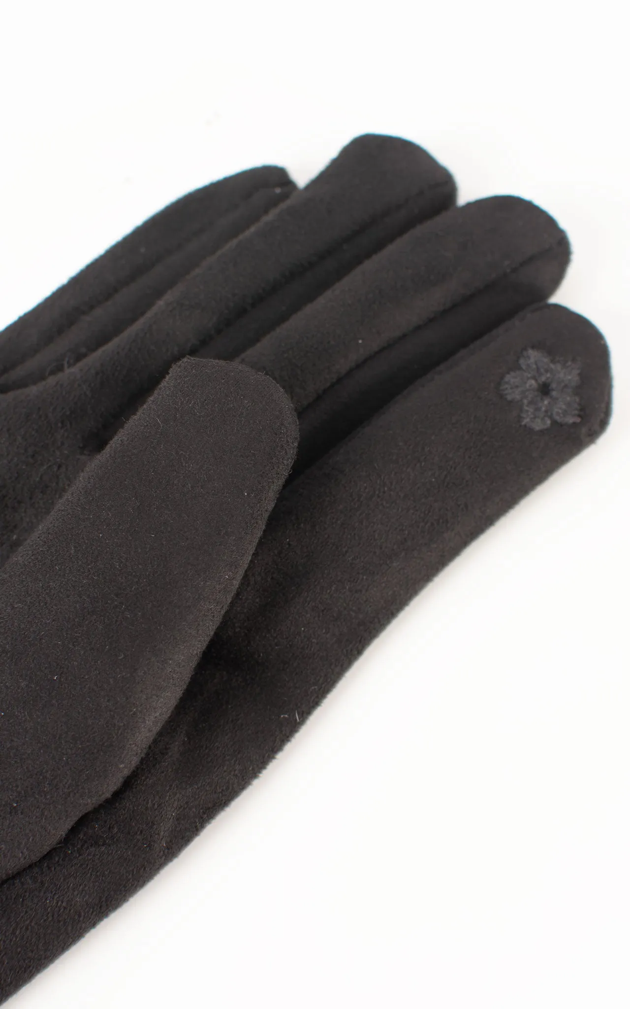 Faux Suede Plain Gloves | Black