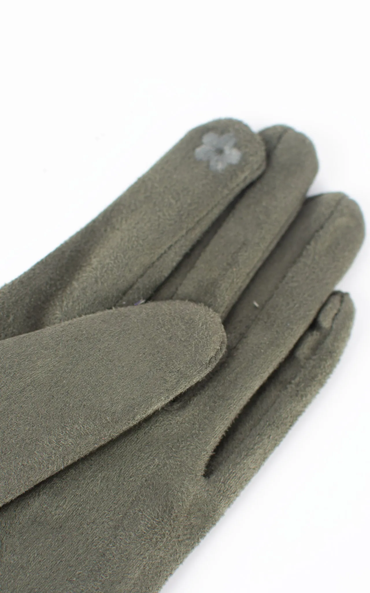 Faux Suede Plain Gloves | Olive