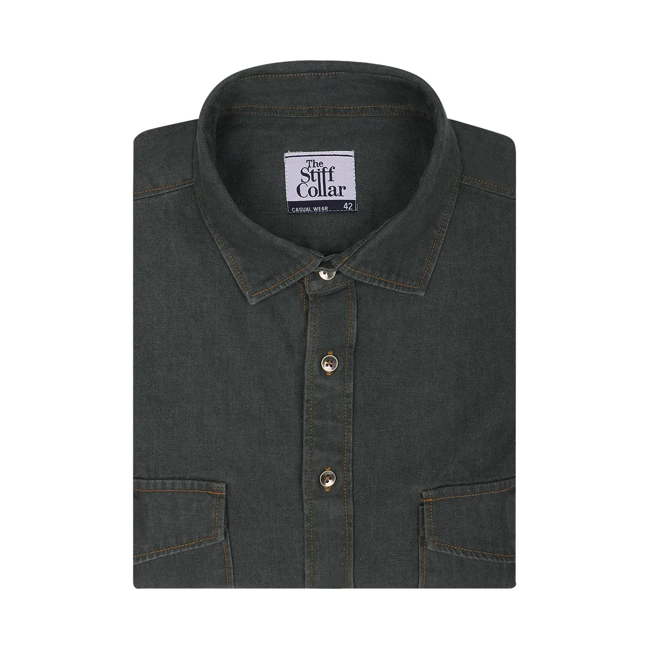 Forest Green Washed Denim Outdoor Shirt