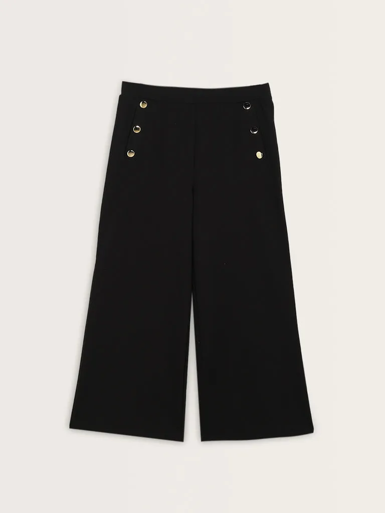 Gia Black Solid High-Rise Pants