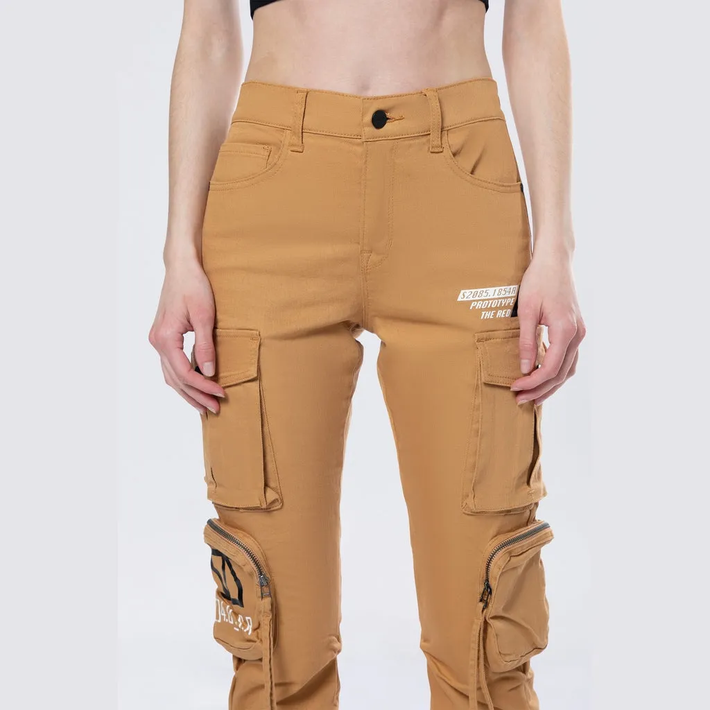 High Rise Stacked Utility Twill Pants - Khaki