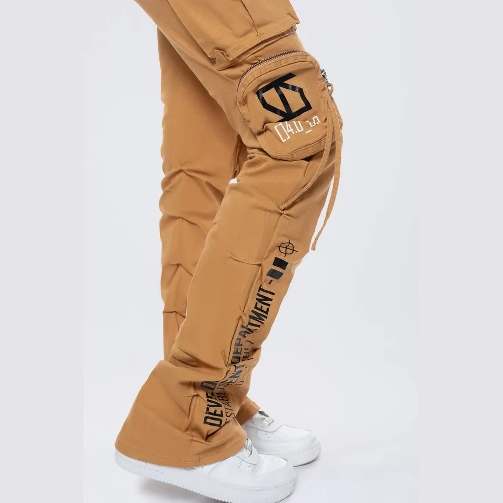 High Rise Stacked Utility Twill Pants - Khaki